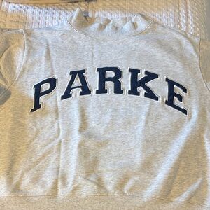 Gray Sweatshirt with Navy Lettering